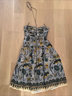 Ulla Johnson Strapless Floral Sundress in Yellow & Teal